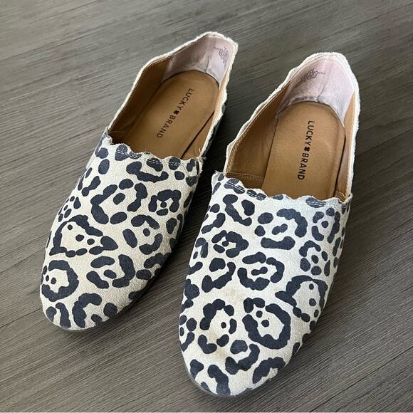 Lucky Brand Cloeey Leopard Suede Slide Mule Slip On 10M - Picture 1 of 13